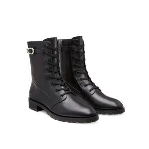 Stuart  Weitzman  Black Lace-Up Women's Boots 9.5